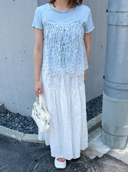 小花柄キャミソール付きTシャツ