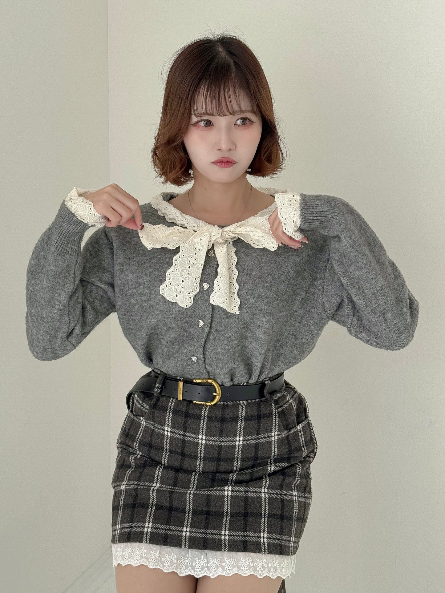 【Official限定価格】ボウタイハートボタンニット