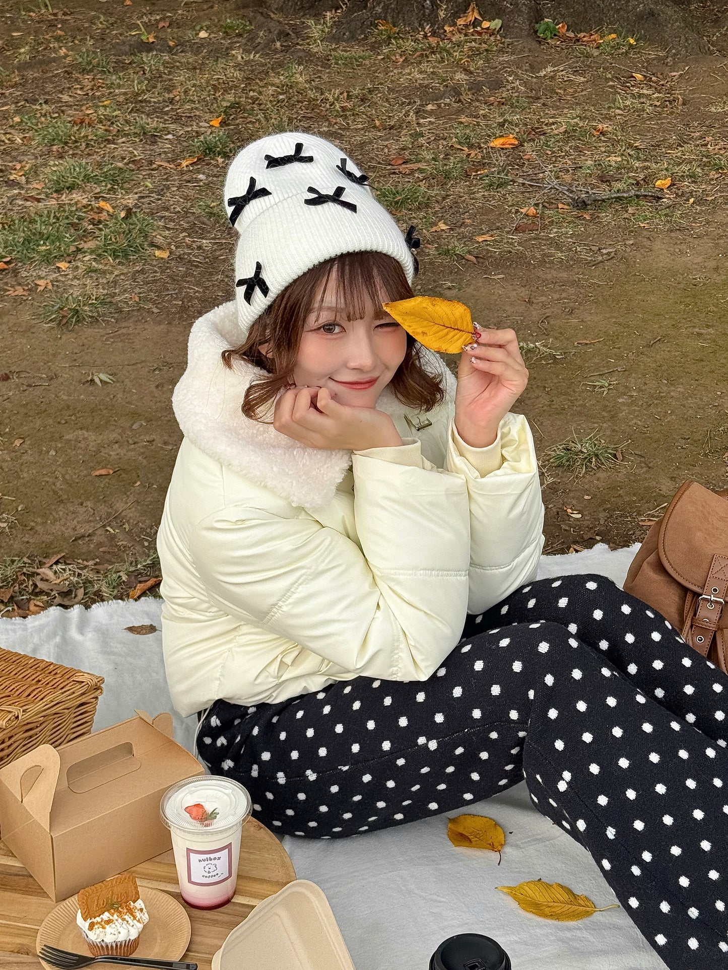 ボア襟付きパフブルゾン