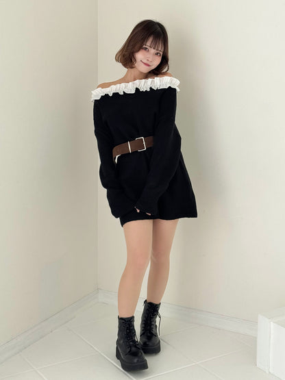 【Official限定価格】フリルニットミニワンピース