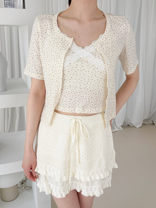 小花柄キャミ×カーディガンSET