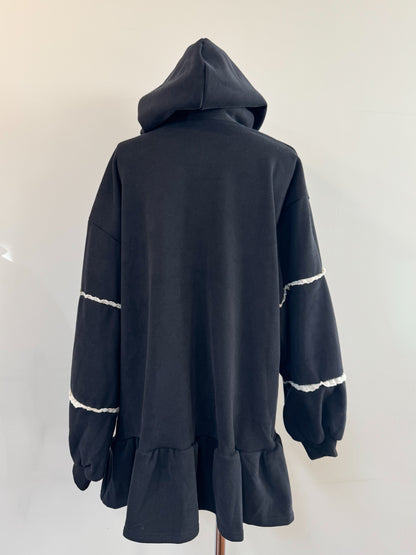 【Official限定価格】裏起毛フリルスエットパーカーワンピ