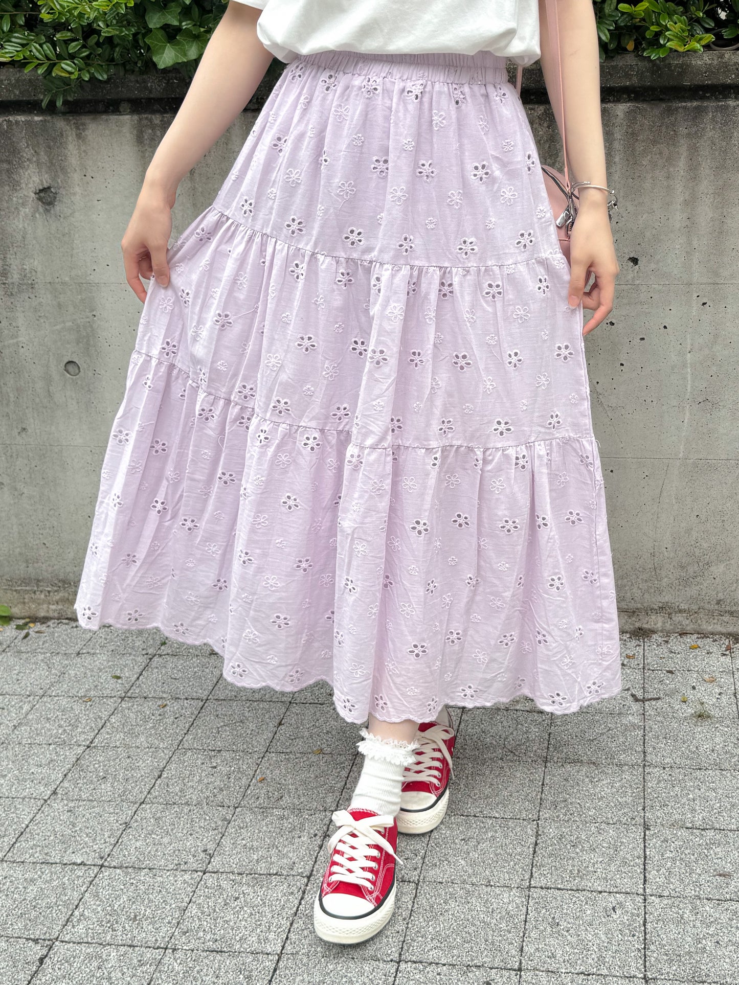 【Official限定】花刺繍コットンロングスカート