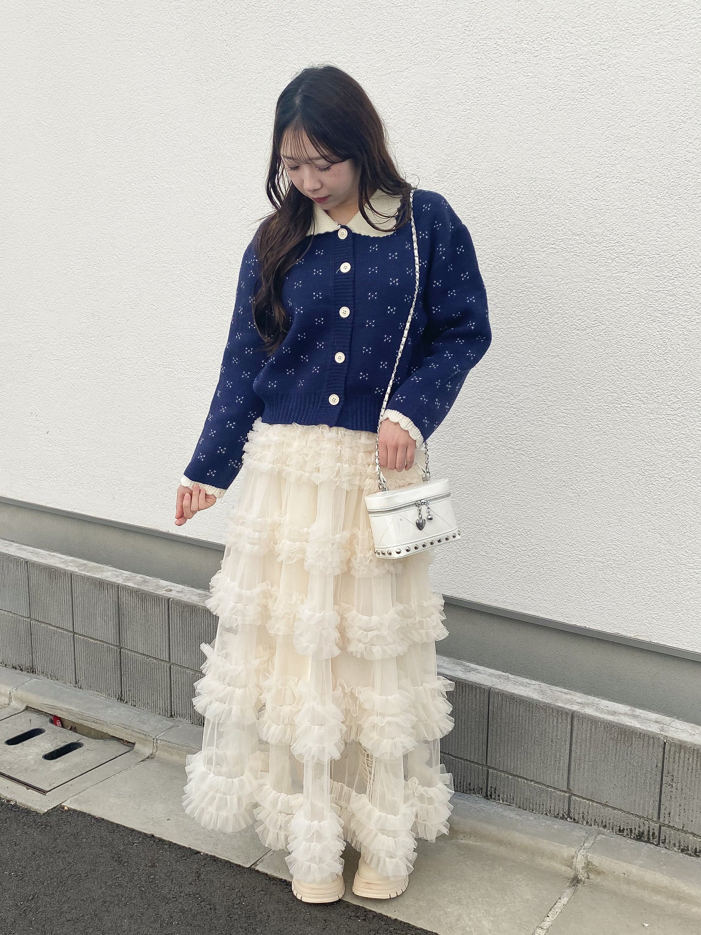 ミニハート柄襟付きニット