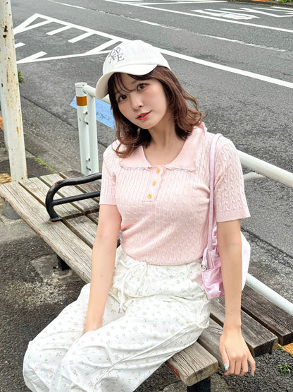 【Official限定価格】フリルリブニットポロ