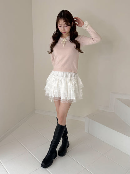 【Official限定価格】レースVネックニット