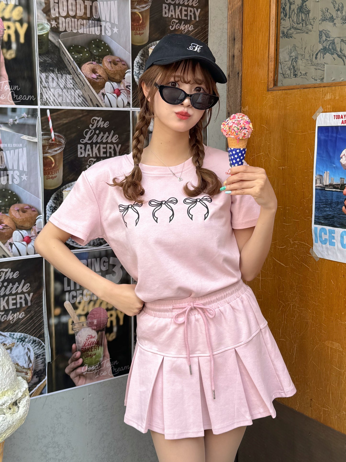 リボン刺繡スエットセットアップ