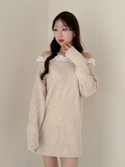 【Official限定価格】フリルニットミニワンピース