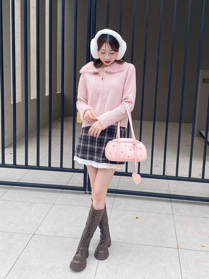 【Official限定価格】ジップ付きシャギードッキングニット