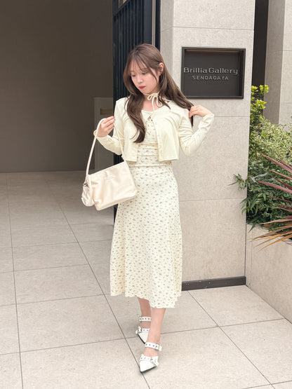 【Official限定価格】小花柄ロングキャミワンピース×カーディガンセット