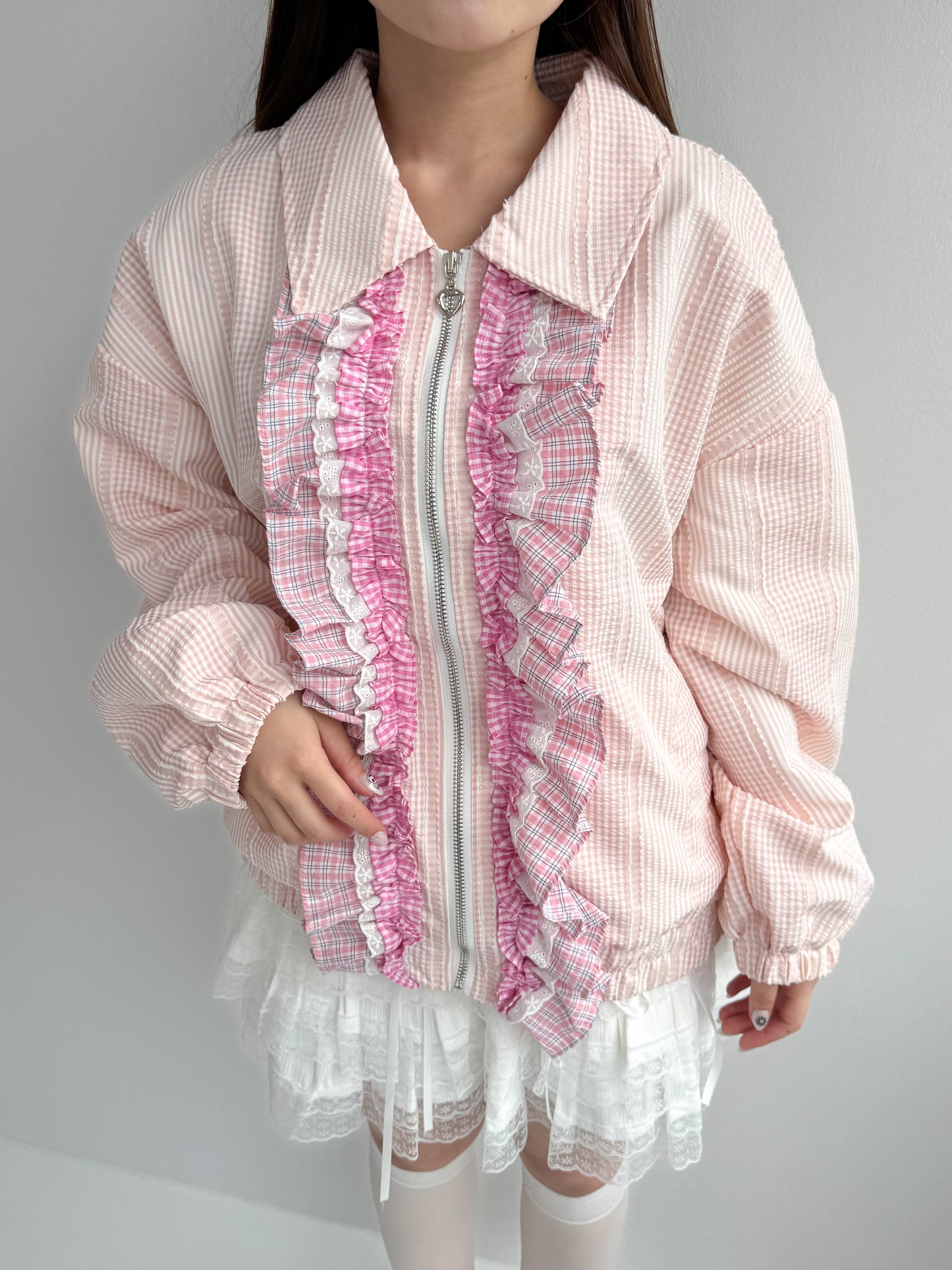 【Official限定価格】ギンガムチェックフリルブルゾン