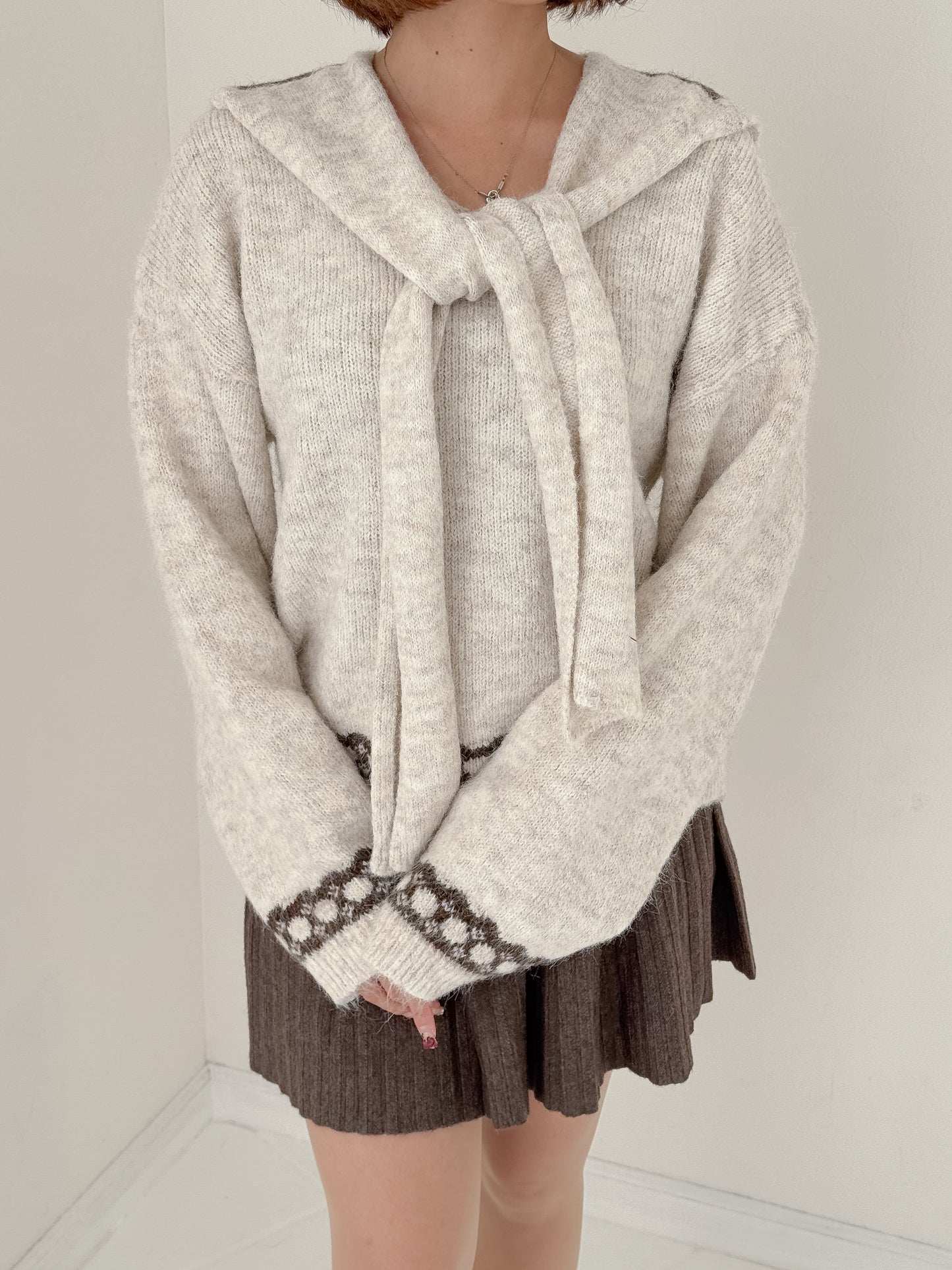 【Official限定価格】リボンショール付きニット