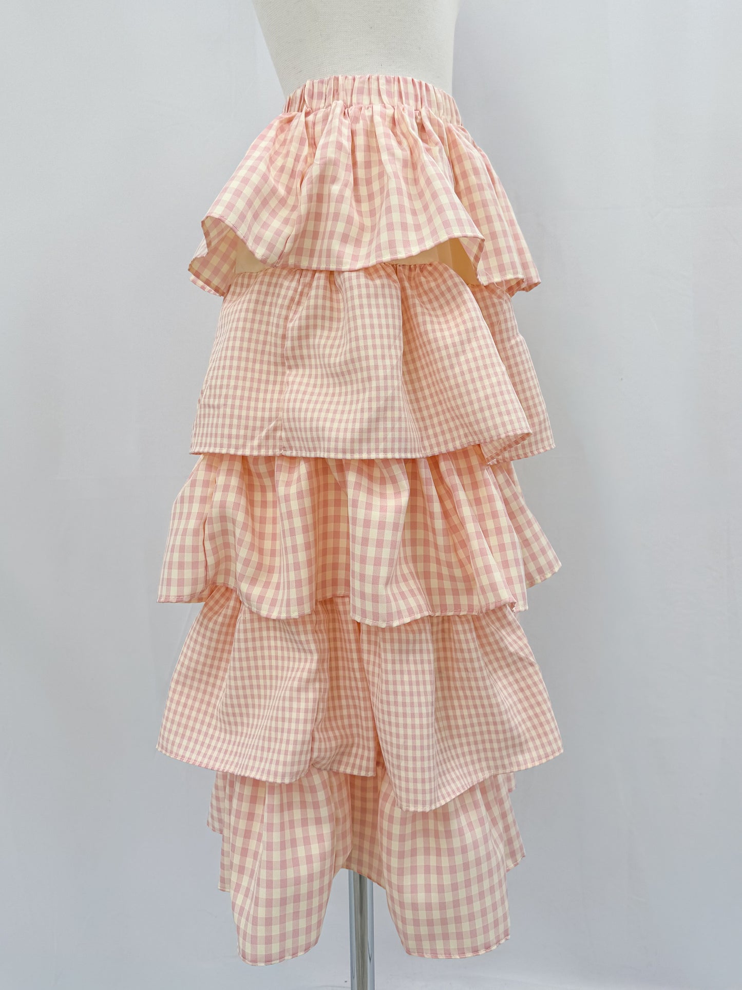 ギンガムチェックティアードスカート