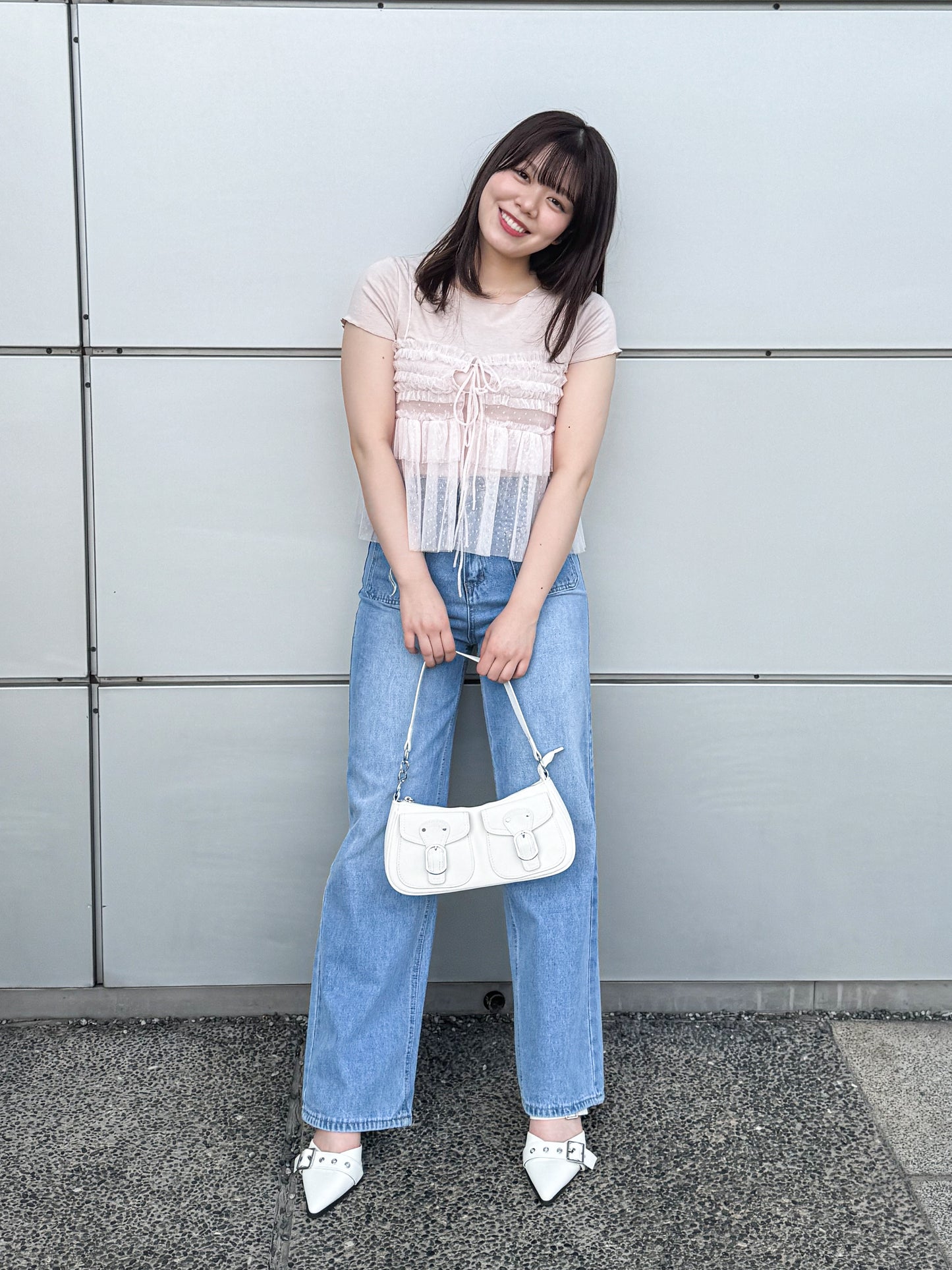 チュールキャミソール付きTシャツ