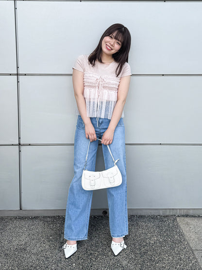 チュールキャミソール付きTシャツ