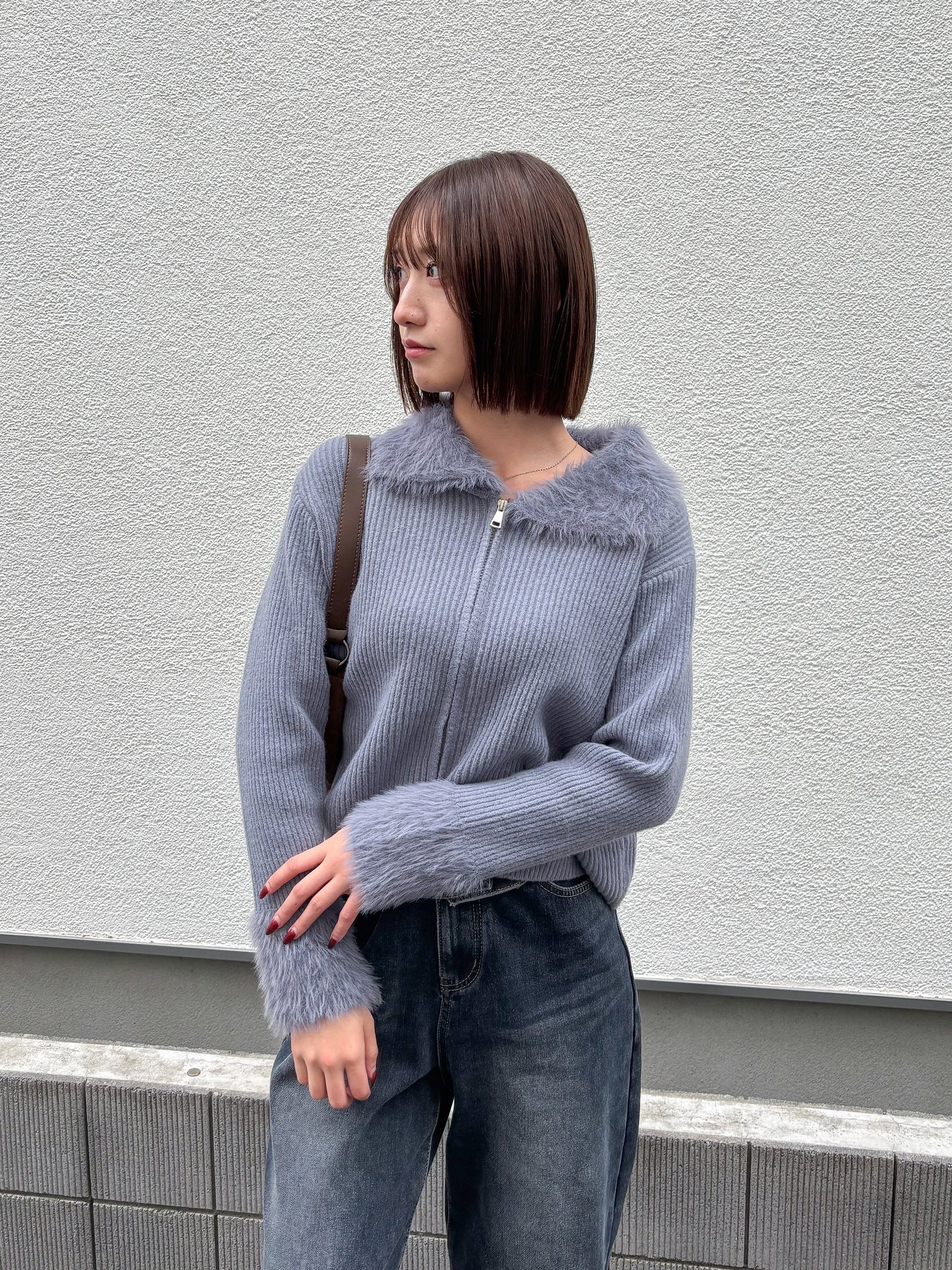 【Official限定価格】ジップ付きシャギードッキングニット