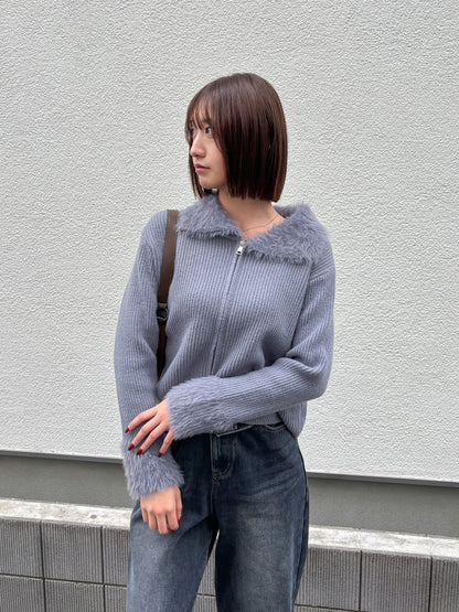 【Official限定価格】ジップ付きシャギードッキングニット