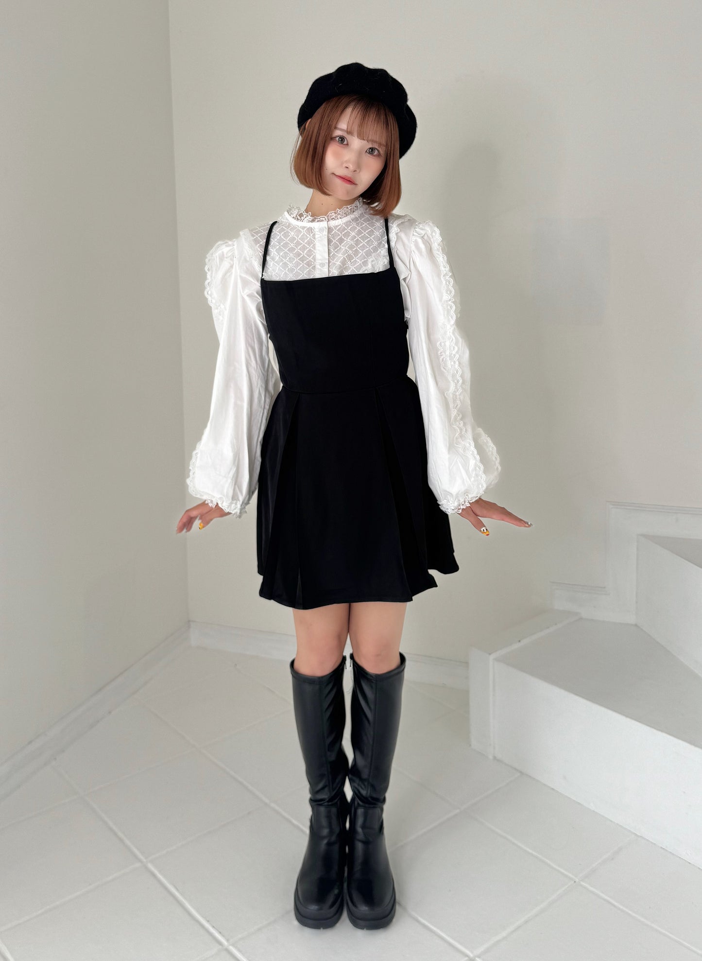 【先行販売】フリルパフスリーブコットンブラウス