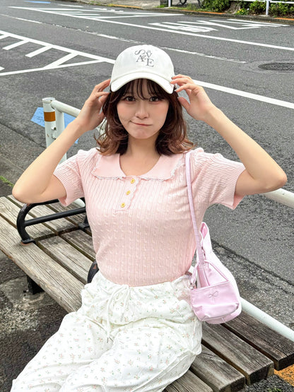 【Official限定価格】フリルリブニットポロ