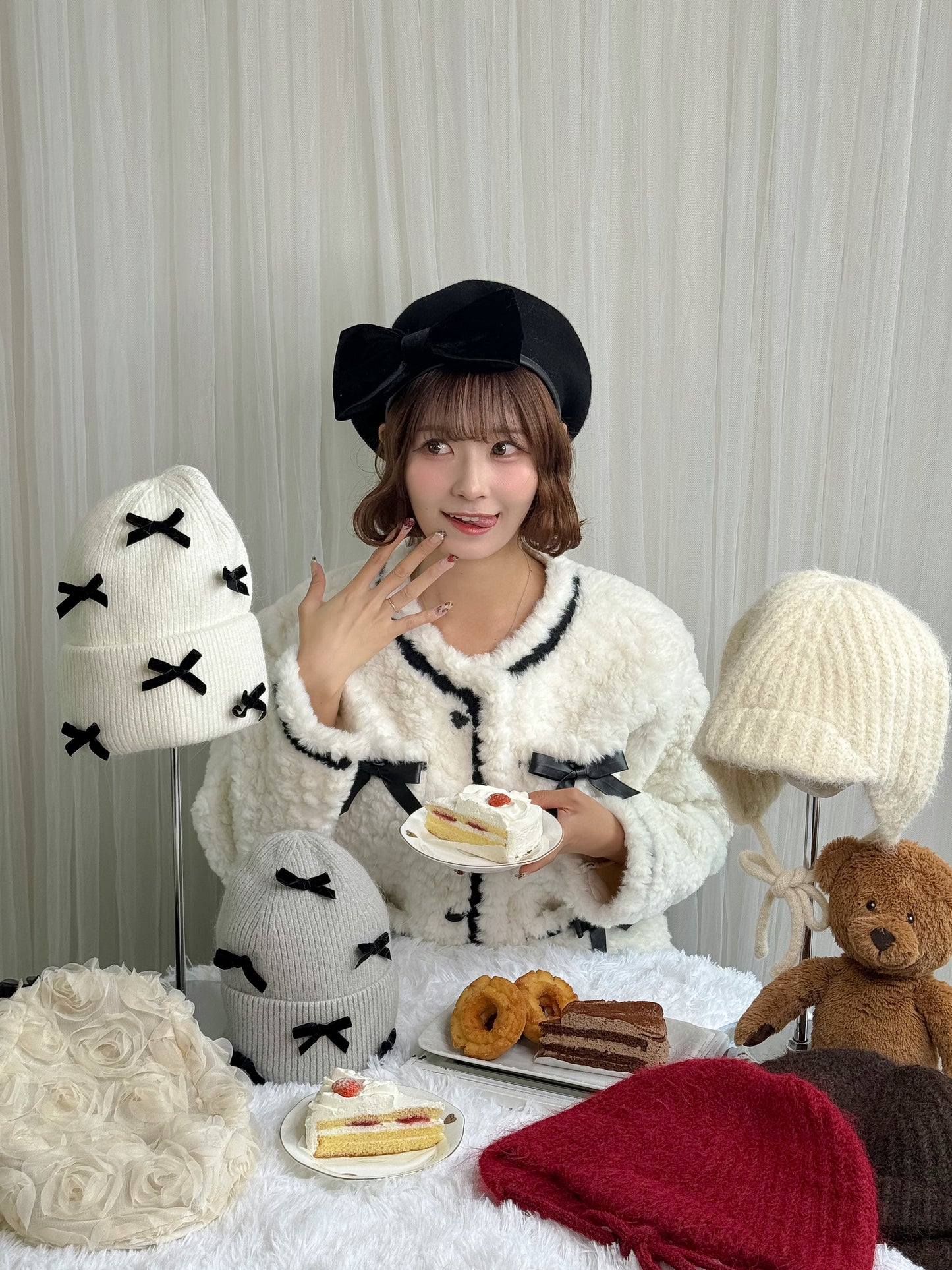 リボンベレー帽