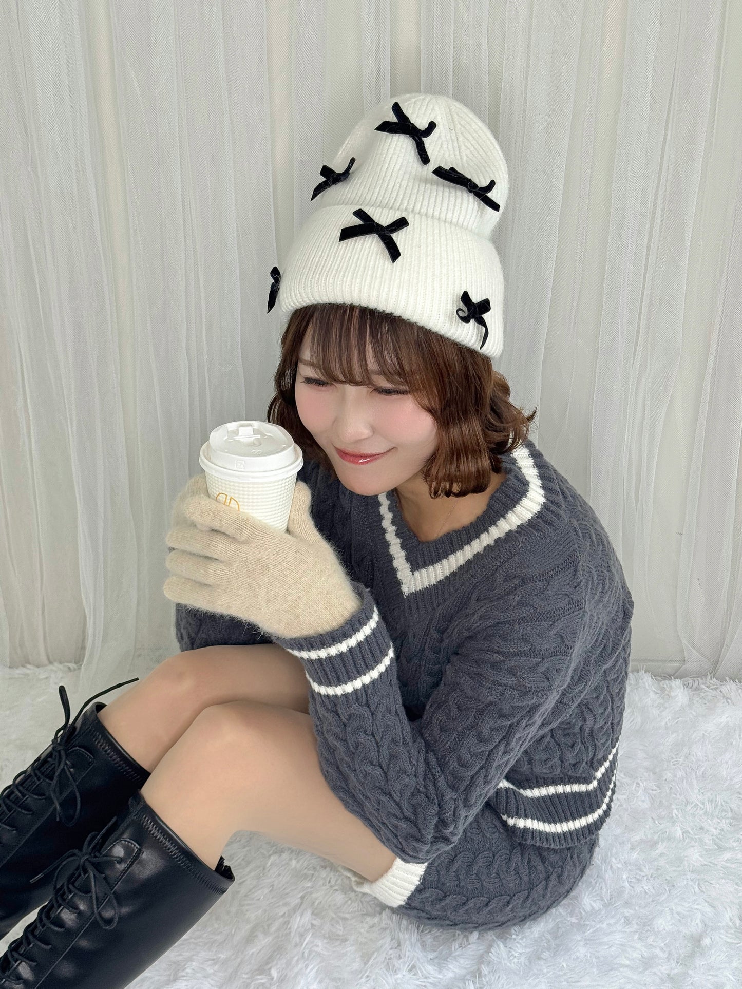 リボンニットキャップ