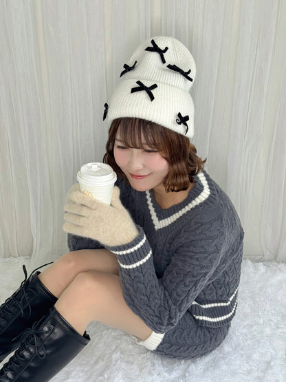 リボンニットキャップ