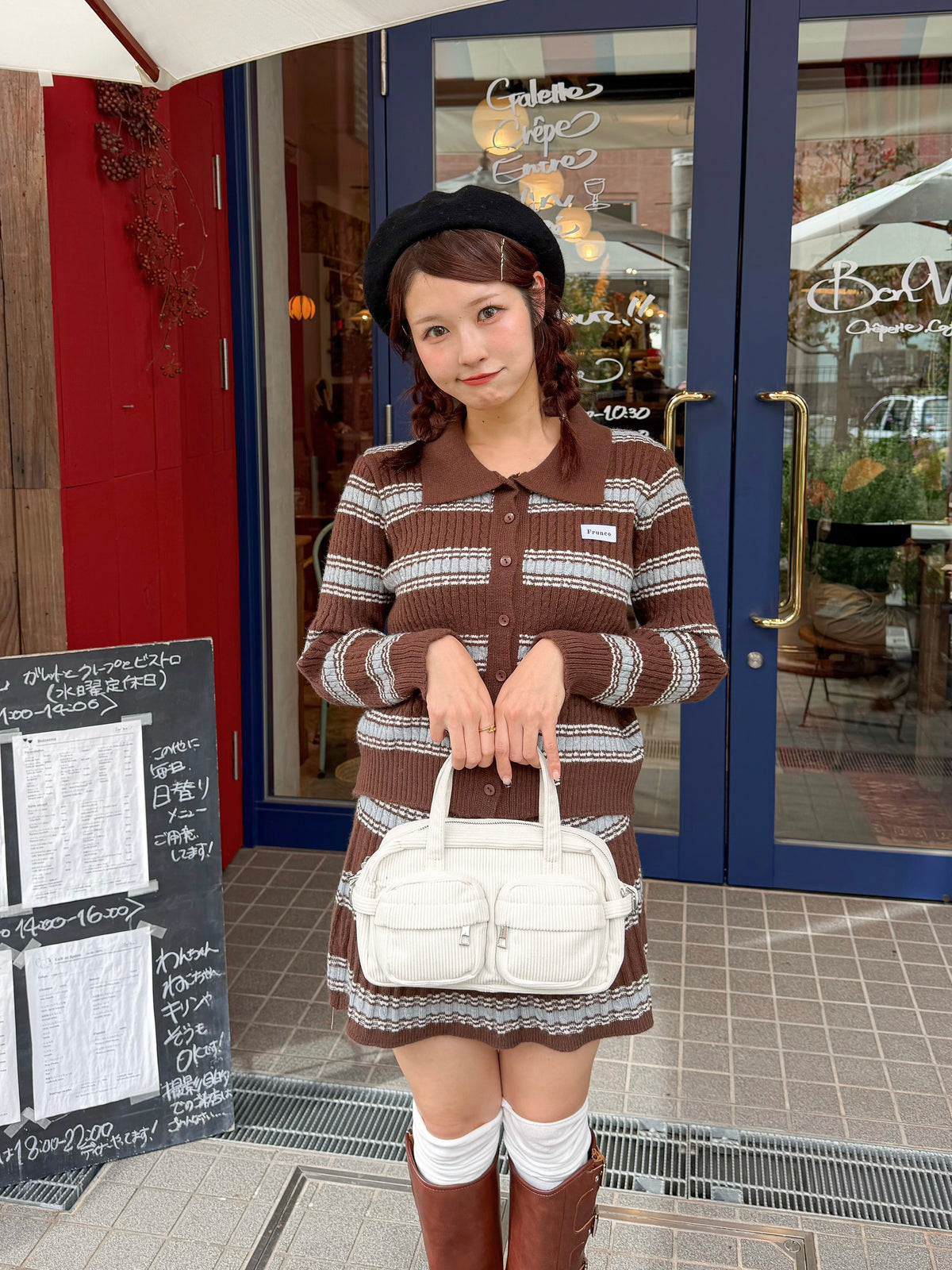 コーデュロイミニボストンバッグ