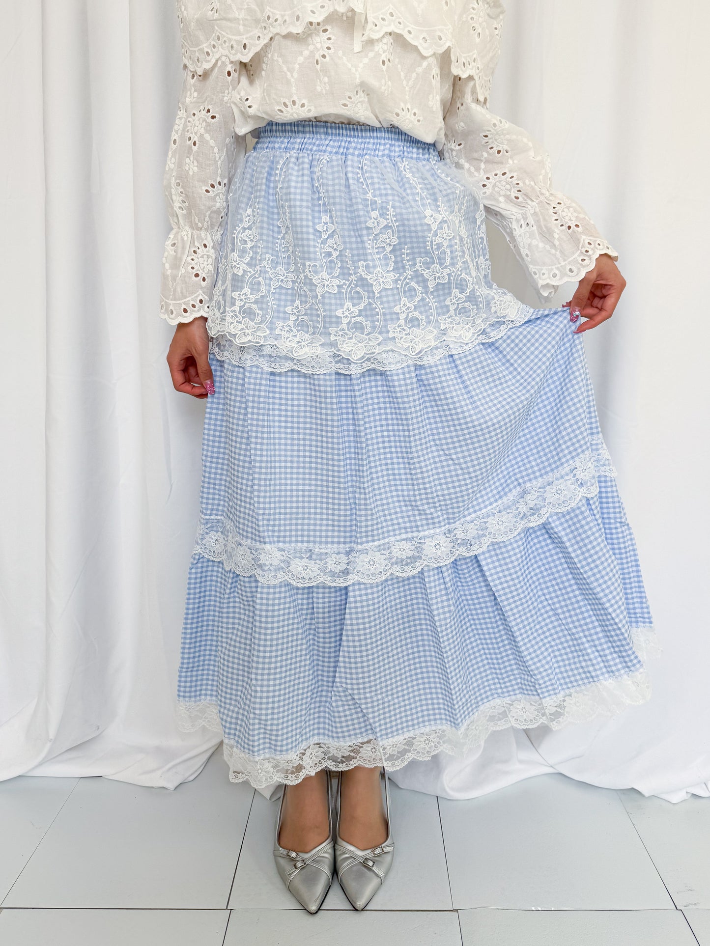 【Official限定】ギンガム×レースティアードスカート