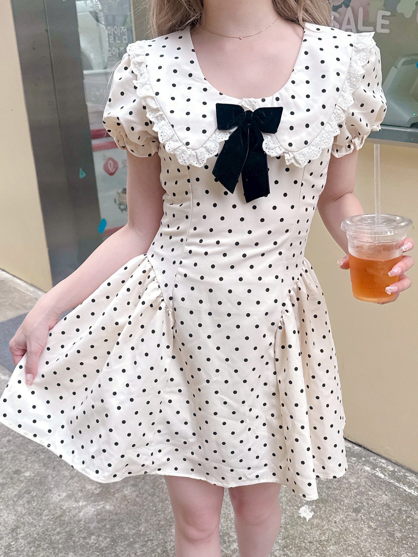 ドットフレンチガーリーワンピース