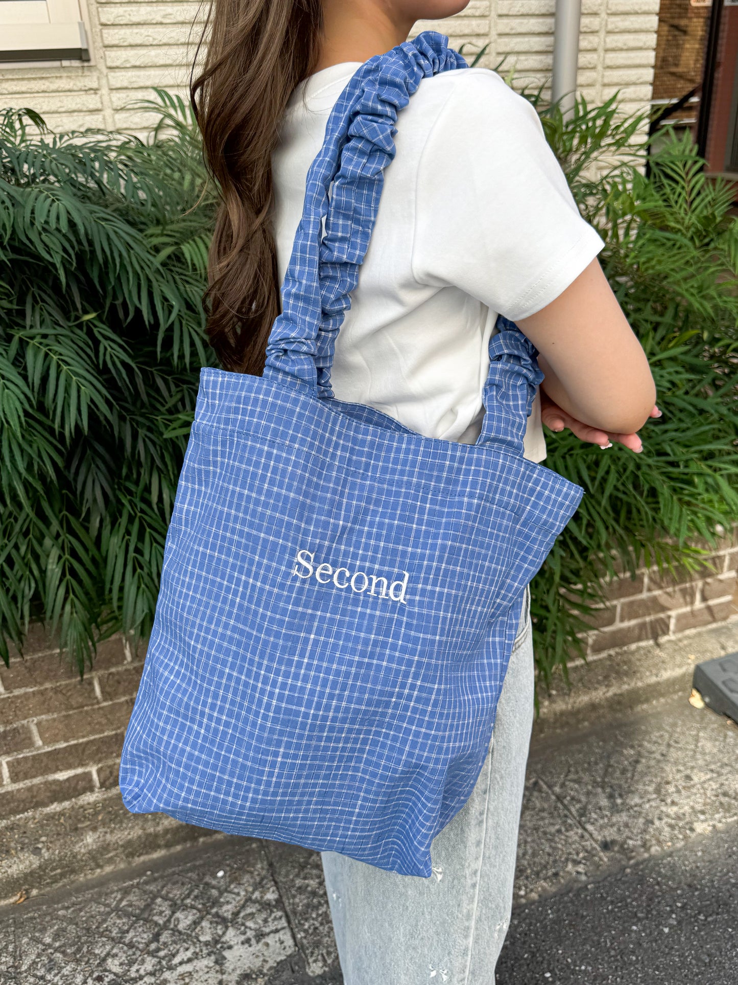 刺繡ロゴ入りチェックトート