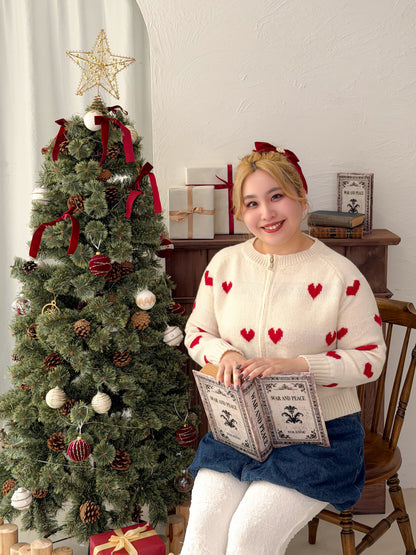 ジップ付きハートニット