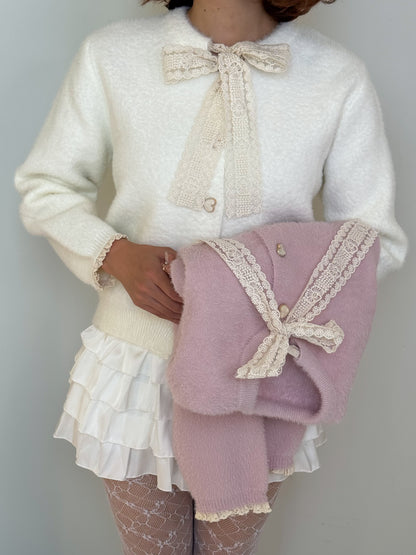 【Official限定価格】ボウタイハートボタンシャギーニット