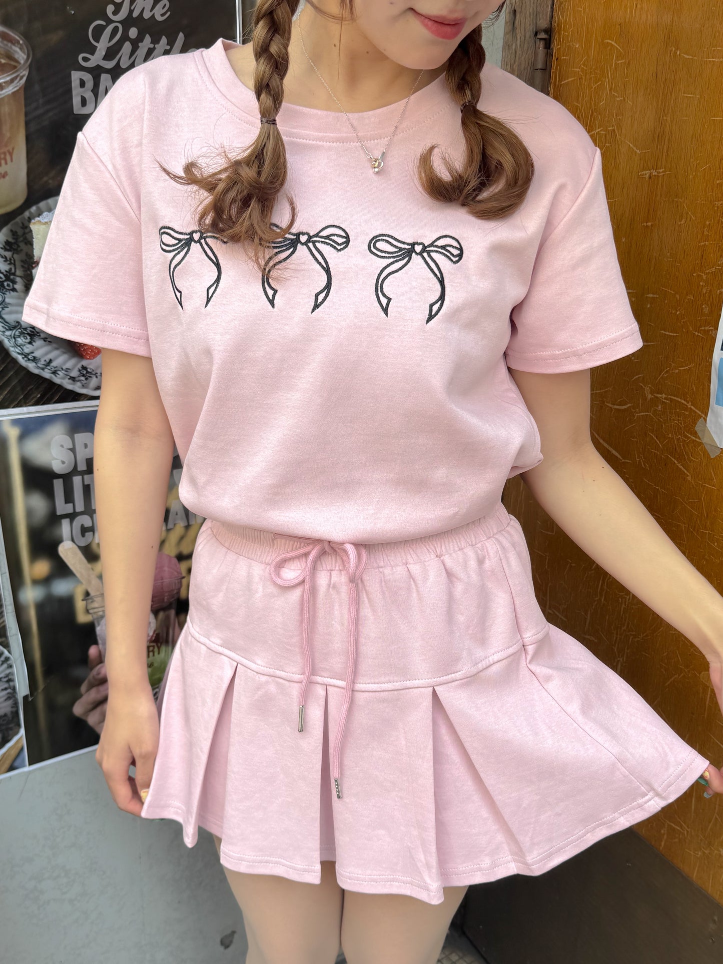 リボン刺繡スエットセットアップ