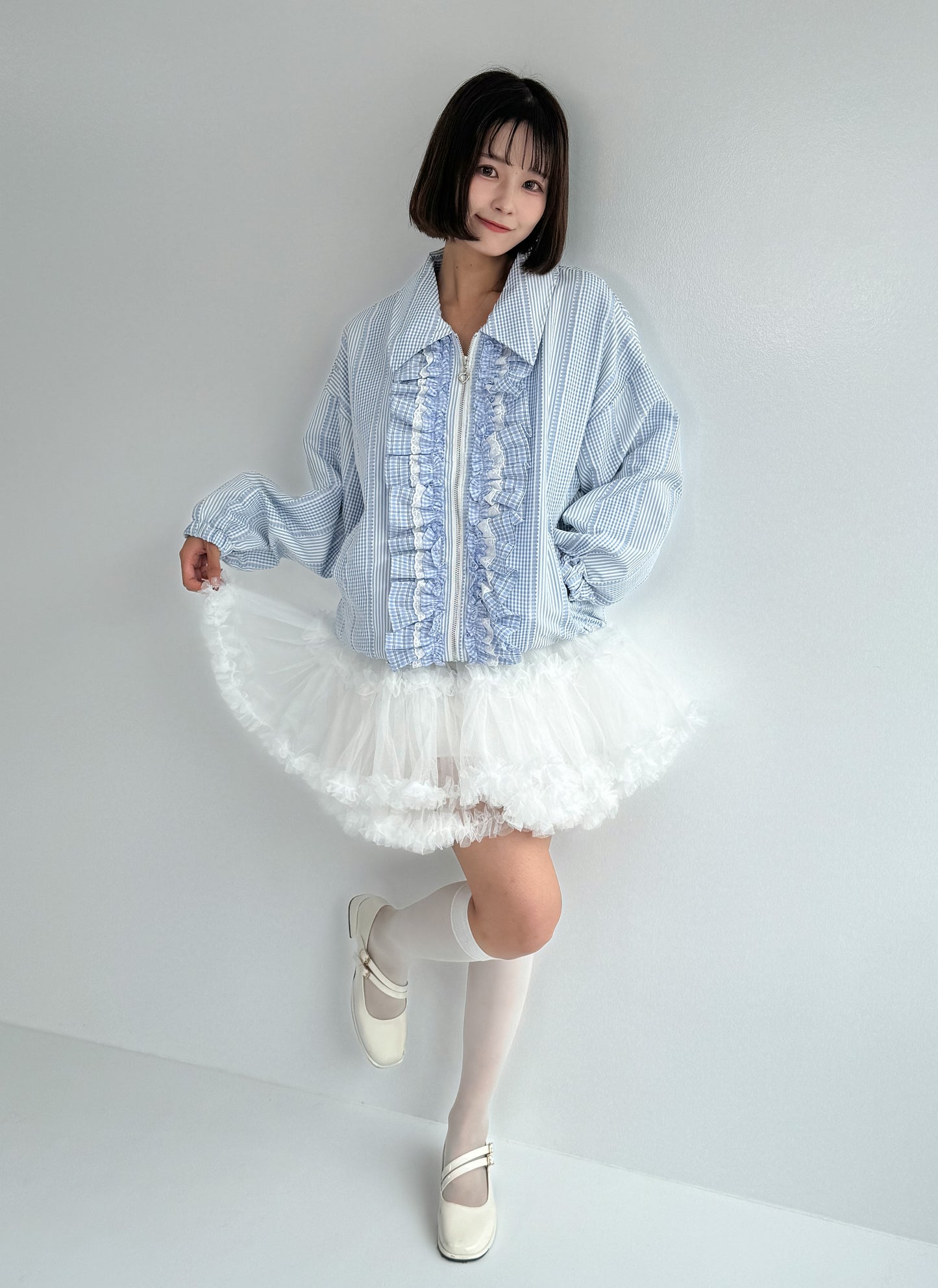 【Official限定価格】ギンガムチェックフリルブルゾン