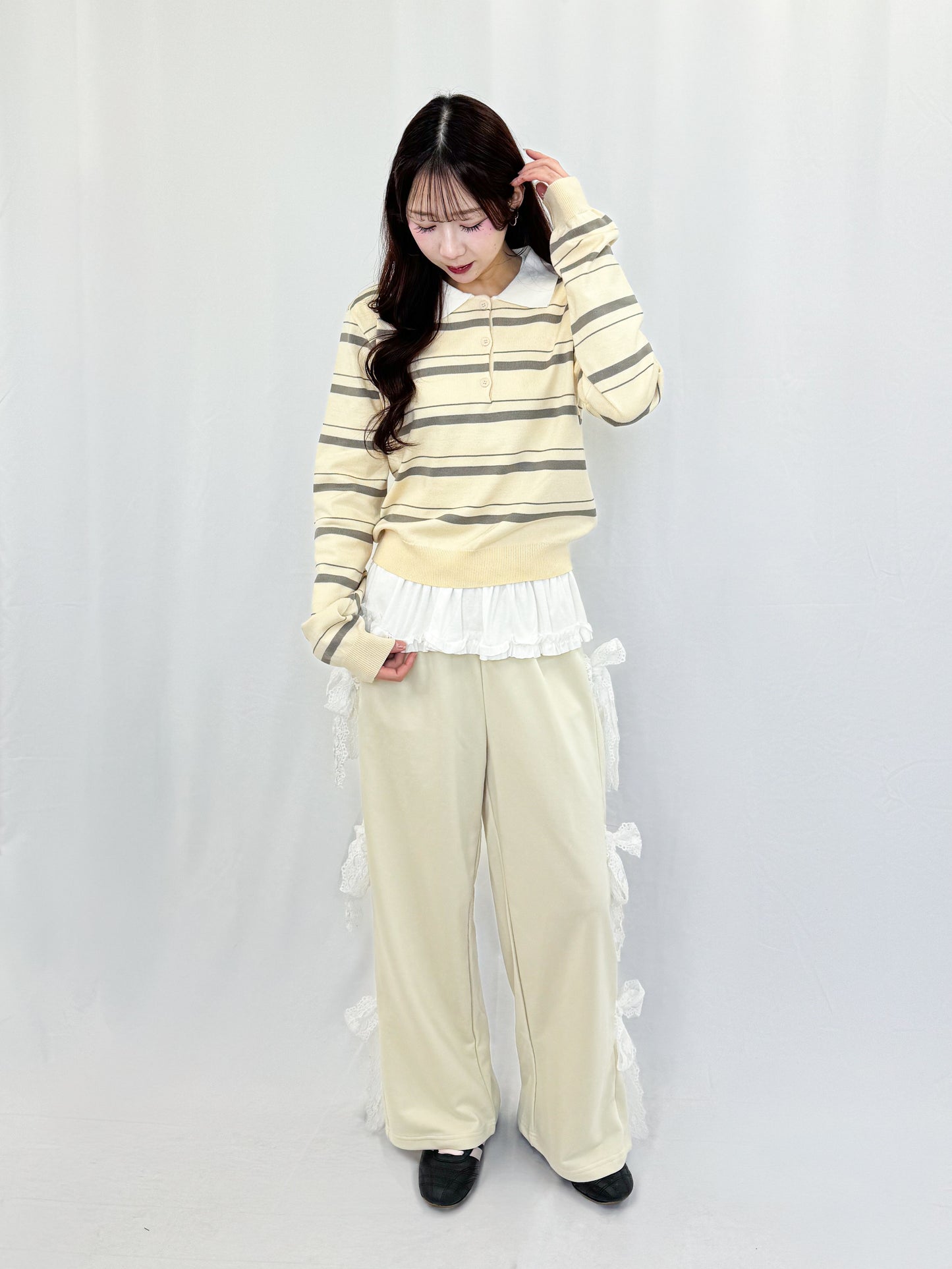 【Official限定価格】襟付きボーダーニットトップス