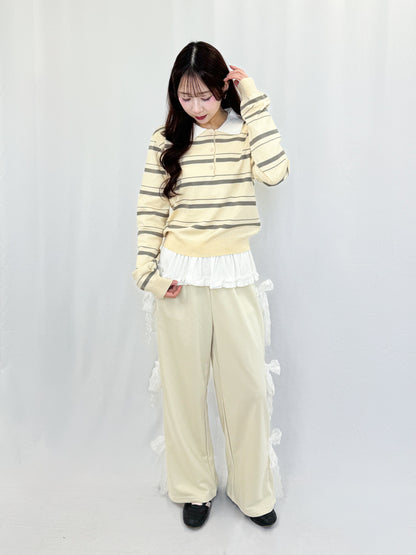 【Official限定価格】襟付きボーダーニットトップス