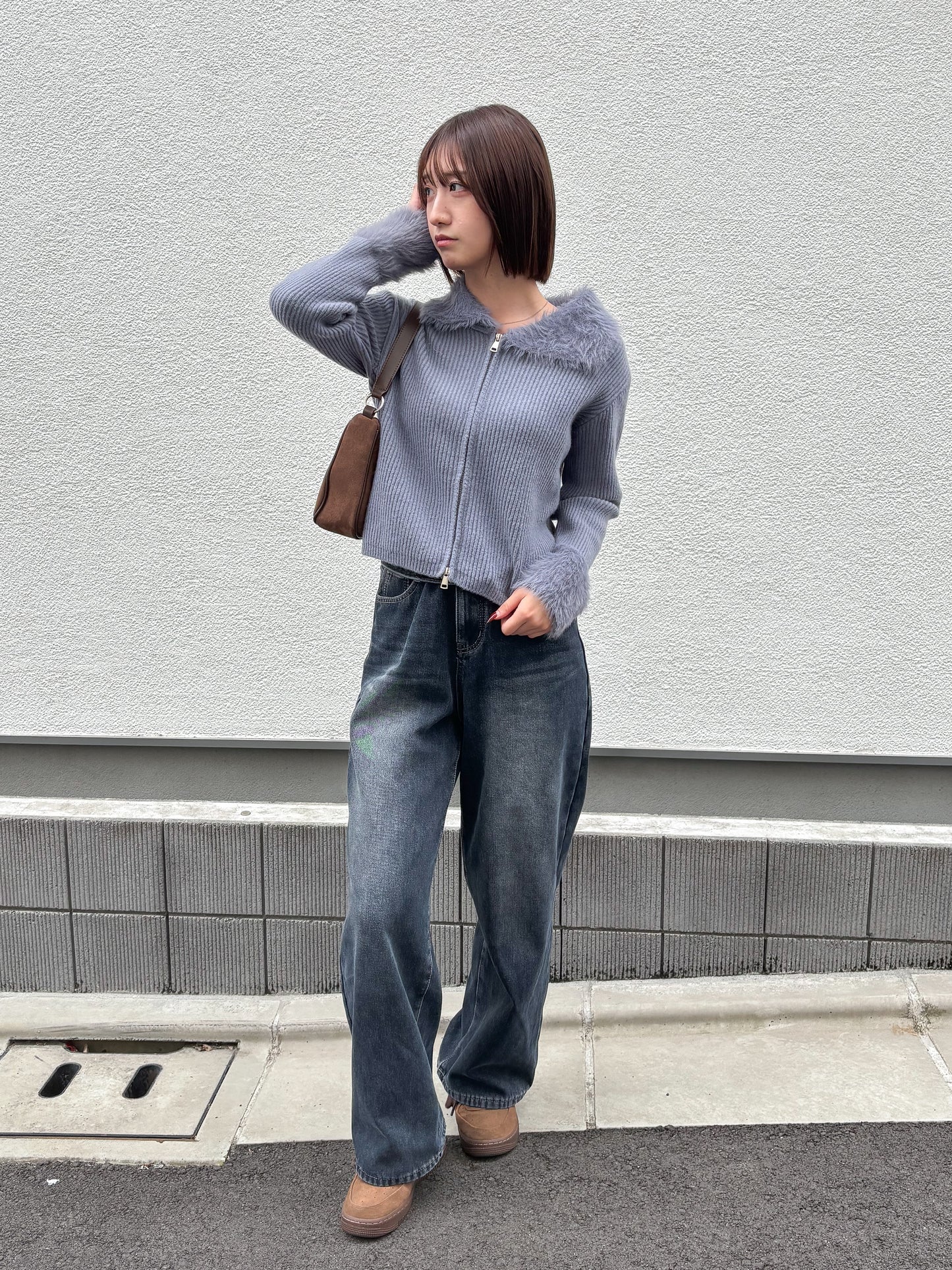 【Official限定価格】ジップ付きシャギードッキングニット