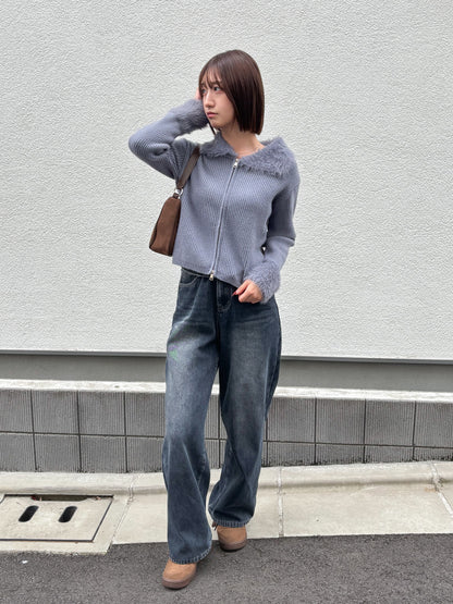 【Official限定価格】ジップ付きシャギードッキングニット