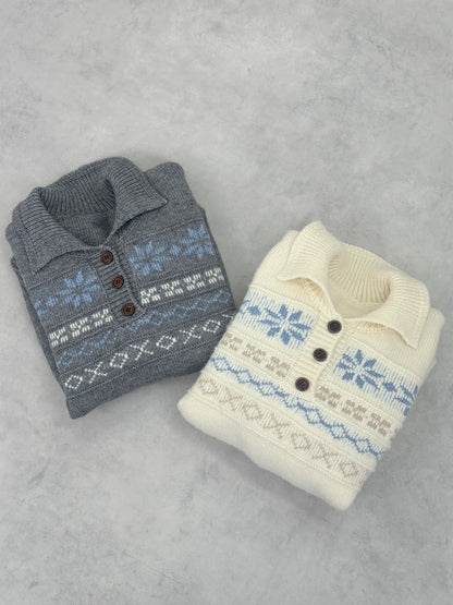 ノルディックオーバーサイズニットポロ