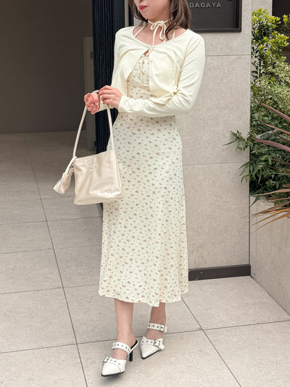 【Official限定価格】小花柄ロングキャミワンピース×カーディガンセット