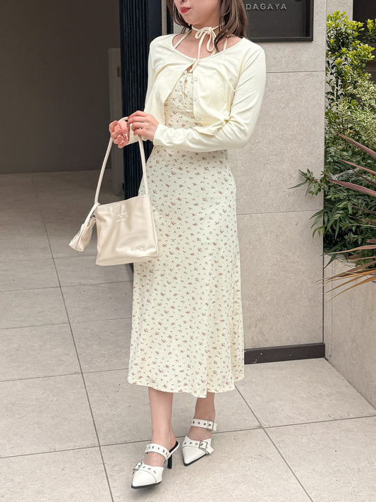 【Official限定価格】小花柄ロングキャミワンピース×カーディガンセット