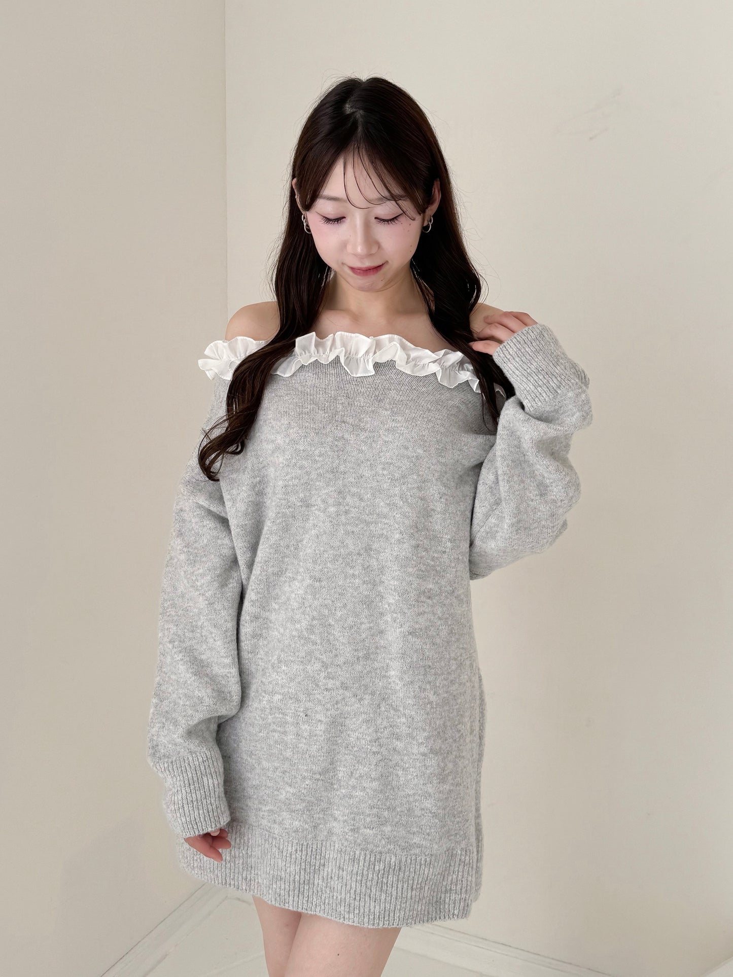 【Official限定価格】フリルニットミニワンピース