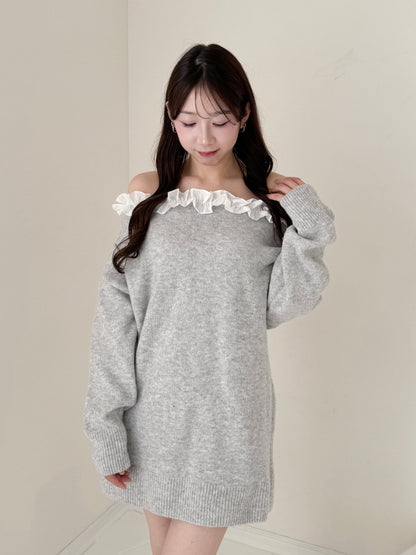 【Official限定価格】フリルニットミニワンピース