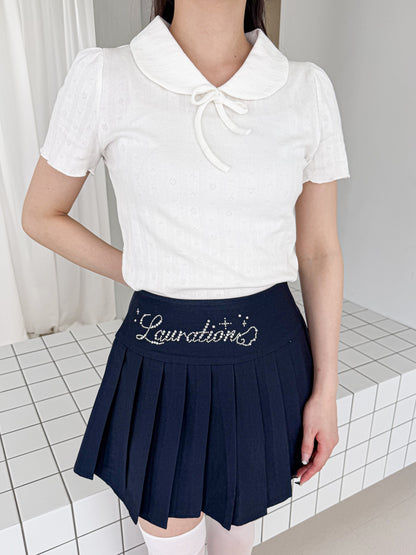 ラインストーンロゴプリーツスカート