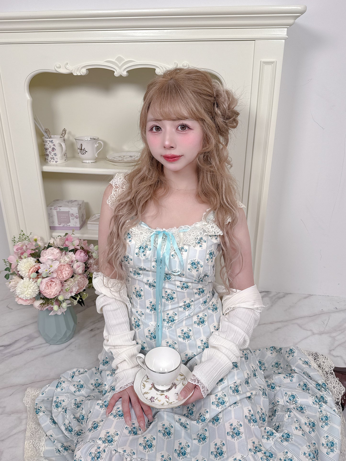 ビンテージフラワーキャミロングワンピース