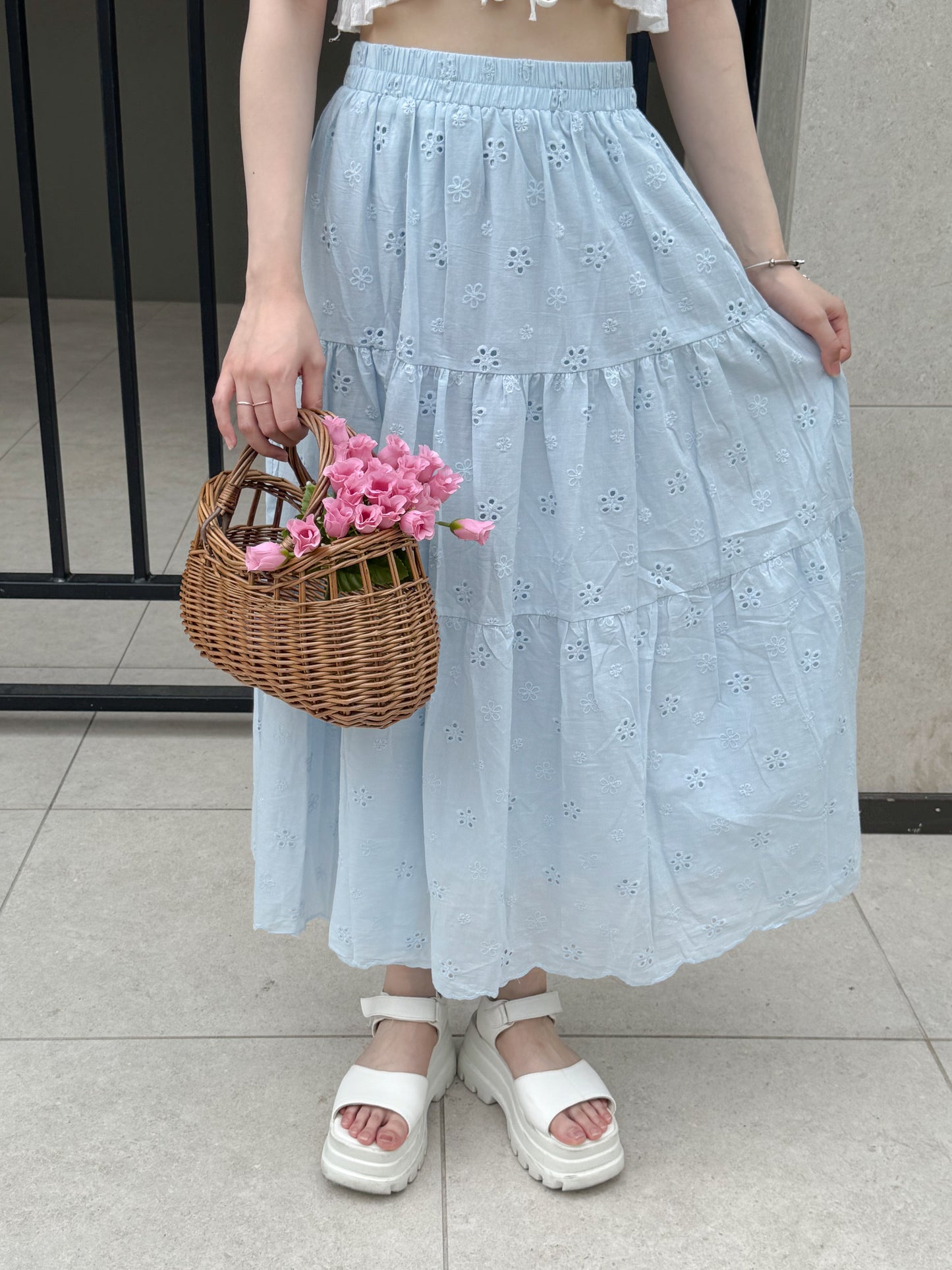 【Official限定】花刺繍コットンロングスカート
