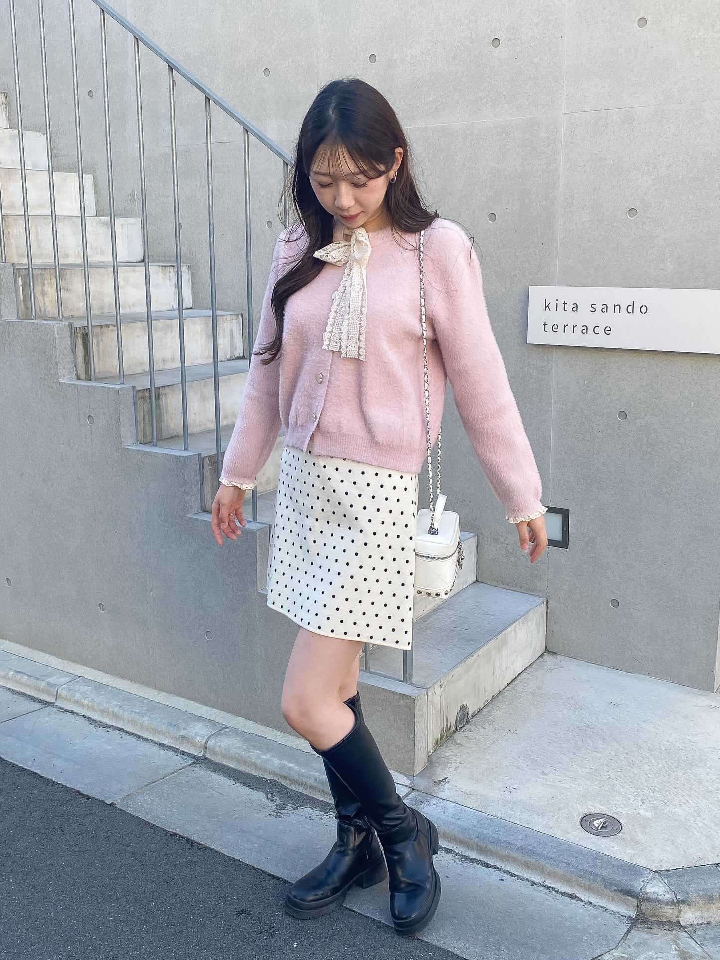 【Official限定価格】ドットニット台形スカート