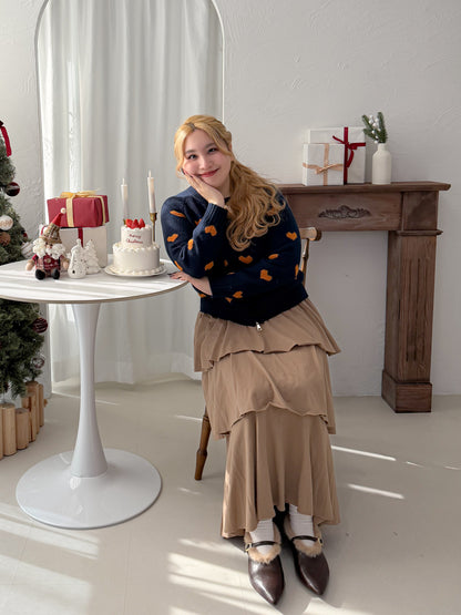 ジップ付きハートニット