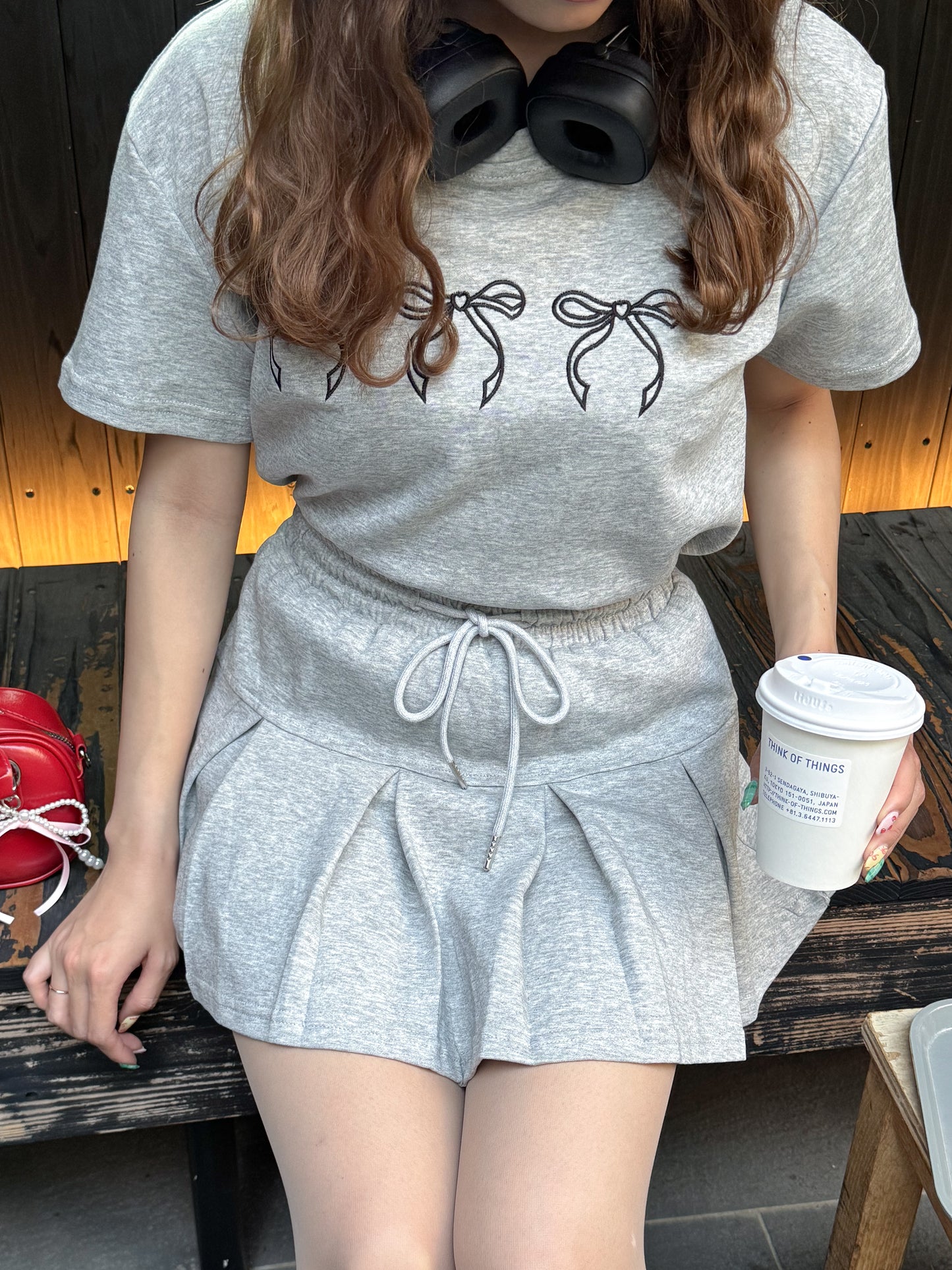 リボン刺繡スエットセットアップ