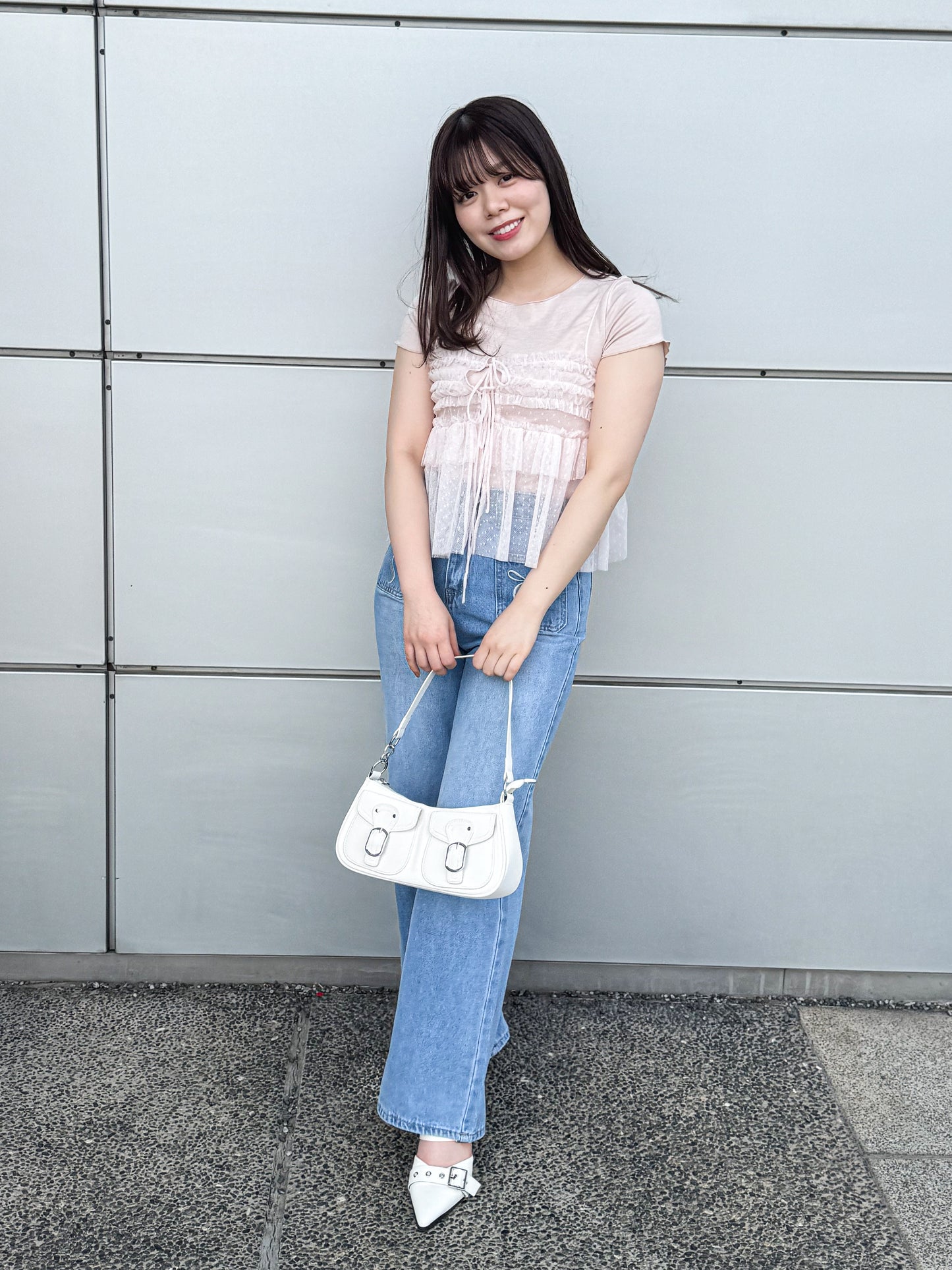 チュールキャミソール付きTシャツ